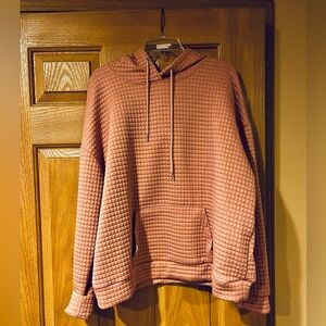 Quilted Hoodie waffle top- Dusty pink XXL